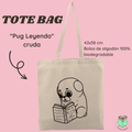 Tote Bag “Pug Leyendo” Crudo